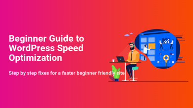 WordPress Speed Optimization guide with a developer analyzing website performance metrics and steps.