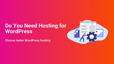 Illustration showing a man optimizing a website with a gear and performance charts, addressing the question: Do you need hosting for WordPress?