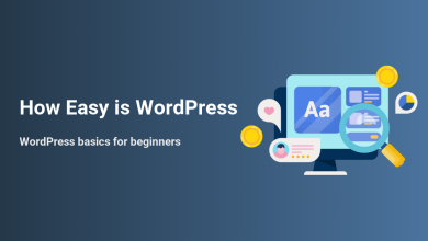 User-friendly WordPress interface on a desktop, showing text editor and design options, highlighting how easy WordPress is for users.