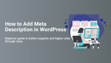 Illustration showing a person on a computer, working on how to add meta description in WordPress to improve SEO.