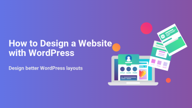 Illustration of a laptop showcasing WordPress website design elements, layouts, and pages, demonstrating how to design a website with WordPress.