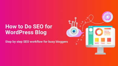 How to Do SEO for WordPress Blog: Monitor with analytics, cloud eye, and target illustrate a step-by-step SEO workflow.
