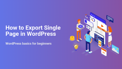 Learn how to export a single page in WordPress: an isometric illustration of people managing web content and data on screens.