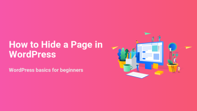 How to Hide a Page in WordPress for beginners, illustrated with tiny people managing website content on a computer screen.