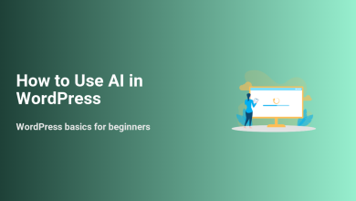 How to Use AI in WordPress banner with a person managing AI integration on a computer screen, ideal for beginners on WP Headliner.