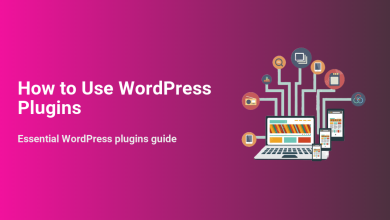 How to Use WordPress Plugins title with an illustration of devices and interconnected icons representing diverse plugin functionalities for a website.
