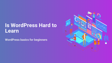 People interacting with a large laptop displaying data and graphs, alongside the text 'Is WordPress Hard to Learn - WordPress basics for beginners'.