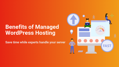 Illustrative banner: Benefits of Managed WordPress Hosting, featuring fast website performance and expert server management.