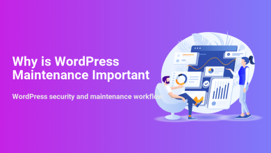 Why is WordPress Maintenance Important? Professionals review website security, performance, and workflow data on a digital dashboard.