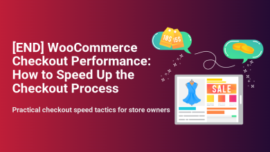 WooCommerce online store on a tablet with sale products, price tags, and payment coins, symbolizing faster checkout performance.