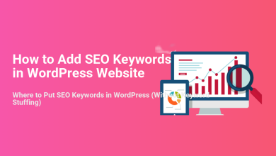 How to add SEO keywords in WordPress website without keyword stuffing, illustrated with website analytics on desktop, tablet, and mobile.