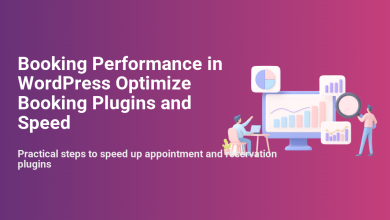 Two people analyzing charts on a monitor, symbolizing WordPress booking performance optimization and speeding up appointment and reservation plugins.