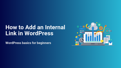 Illustration of a laptop with SEO analytics and cloud icons, next to the title 'How to Add an Internal Link in WordPress' for better site structure.