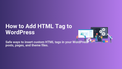 Illustration of web developers adding HTML tags to a WordPress site safely, with screens showing code, content, and development tools.