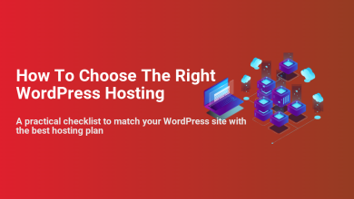 WordPress hosting guide featuring a laptop, servers, and cloud icons, illustrating how to choose the right hosting plan.