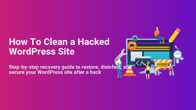 An illustration of a team working to repair and secure a hacked WordPress site, featuring a monitor, tools, and an 'Under Construction' barrier.