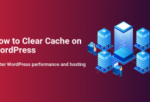 Isometric illustration of a data center with servers and people managing data, illustrating how to clear cache on WordPress for faster performance and hosting.