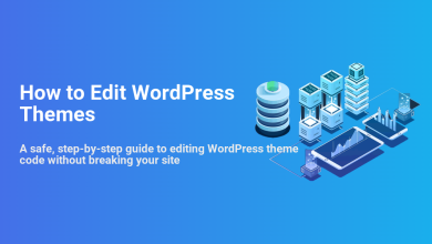 Illustration of servers, databases, and smartphones connected, representing the safe process of editing WordPress themes.