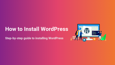 Illustration of developers installing WordPress on a computer, showing the WordPress logo, code editor, and server environment setup.