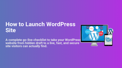 Monitor and phone showing WordPress and web technologies (HTML5, CSS3, PHP), representing a complete guide to launch a WordPress site.