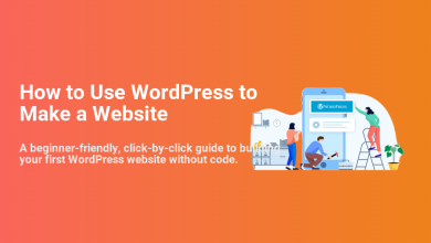 Illustration of people collaboratively building a WordPress website on a large smartphone, symbolizing a beginner's guide to making a site without code.