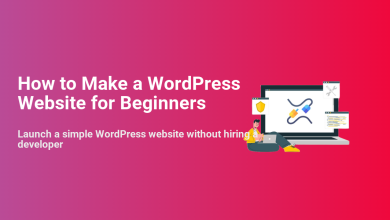 Person on laptop creating a WordPress website for beginners, showing icons for security, tools, and code. Learn to build your site.