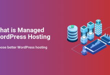 Isometric illustration of managed WordPress hosting infrastructure, featuring servers, databases, and mobile devices displaying data graphs.