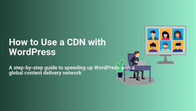 Illustration showing a person using a laptop with a monitor displaying diverse user avatars, illustrating how to use a CDN with WordPress for global content delivery.