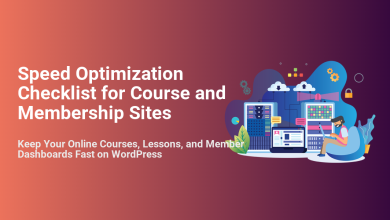Illustration of a person optimizing servers for online courses and membership sites, representing a speed optimization checklist for WordPress.