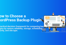 Illustration of people maintaining a WordPress website on a large screen, emphasizing the importance of a reliable WordPress backup plugin.