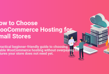 Illustration of people managing servers and cloud infrastructure, with a rocket, representing choosing reliable WooCommerce hosting for small stores focused on speed and scalability.
