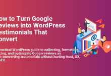 How to Turn Google Reviews into WordPress Testimonials That Convert, illustrated with marketing and SEO optimization.