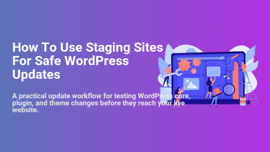 Illustration of people testing a WordPress website on a staging site, preparing for safe updates and maintenance.
