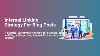 Team planning and auditing an internal linking strategy for WordPress blog posts, enhancing SEO and content discoverability.