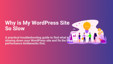 Team finds solutions for a slow WordPress site, with a lightbulb, charts, and collaboration to fix performance bottlenecks.