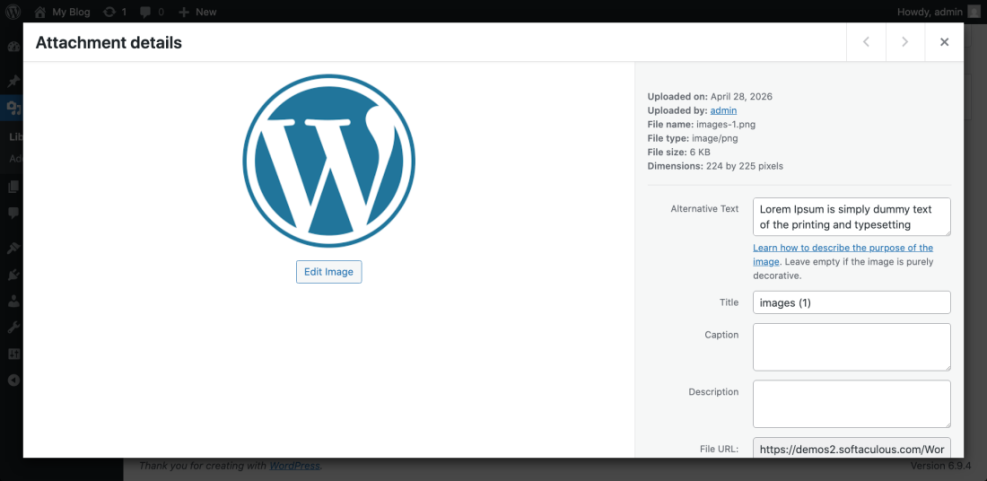 Blue WordPress logo representing the content management system, relevant for an article on improving WordPress site speed.